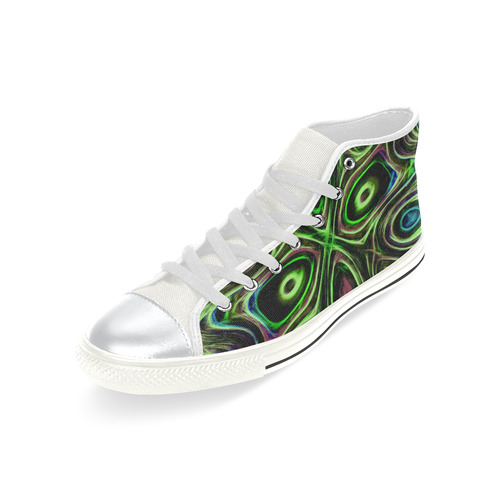 Peacock Strut III - Jera Nour High Top Canvas Women's Shoes/Large Size (Model 017)