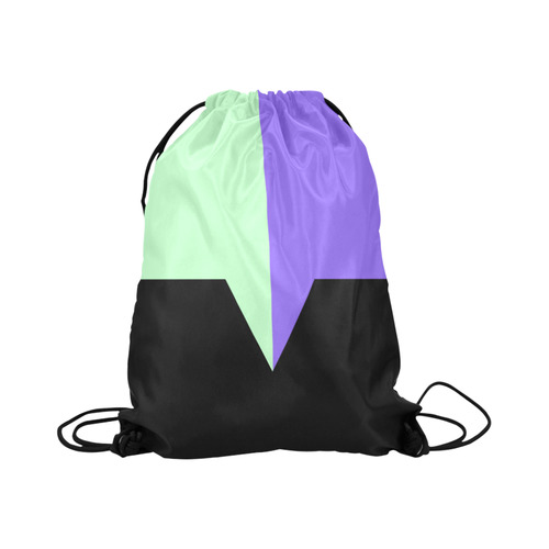 Black Background Rectangle Triangle Cut Large Drawstring Bag Model 1604 (Twin Sides)  16.5"(W) * 19.3"(H)