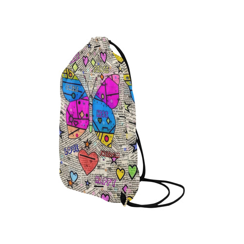 Popart News Paper by Nico Bielow Small Drawstring Bag Model 1604 (Twin Sides) 11"(W) * 17.7"(H)