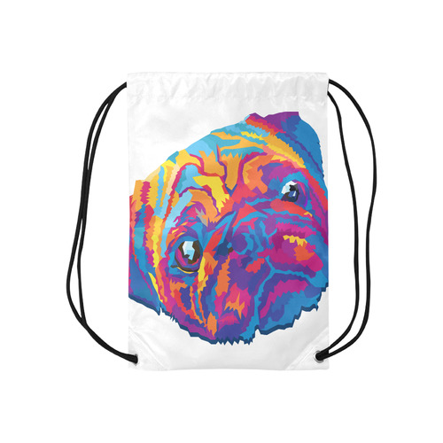 pop art pug Small Drawstring Bag Model 1604 (Twin Sides) 11"(W) * 17.7"(H)