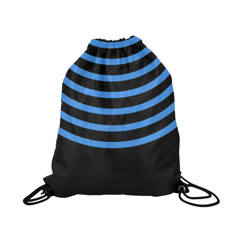 Modern Black Background Arch Stripes Cut Large Drawstring Bag Model 1604 (Twin Sides)  16.5"(W) * 19.3"(H)