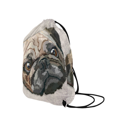 pug love Large Drawstring Bag Model 1604 (Twin Sides)  16.5"(W) * 19.3"(H)