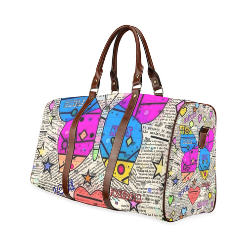 Popart News Paper by Nico Bielow Waterproof Travel Bag/Small (Model 1639)