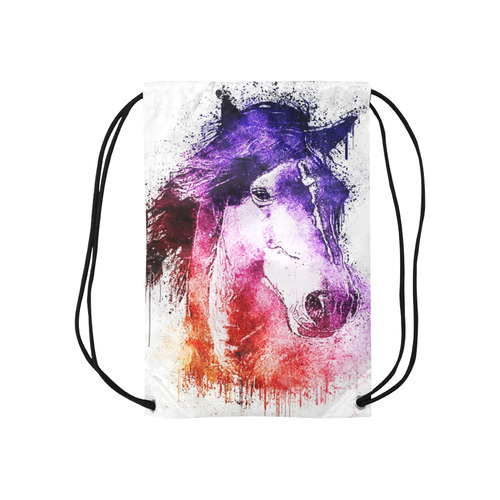 watercolor horse Small Drawstring Bag Model 1604 (Twin Sides) 11"(W) * 17.7"(H)