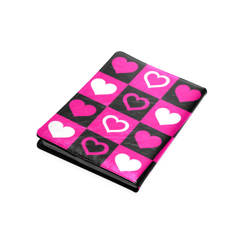 Pink White Black Heart Squares Custom NoteBook B5