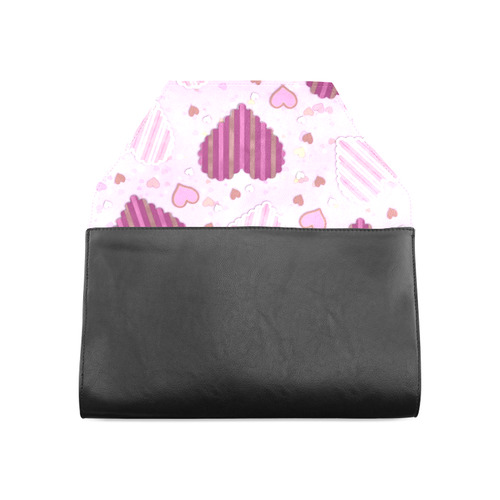 Pink Patchwork Hearts Clutch Bag (Model 1630)