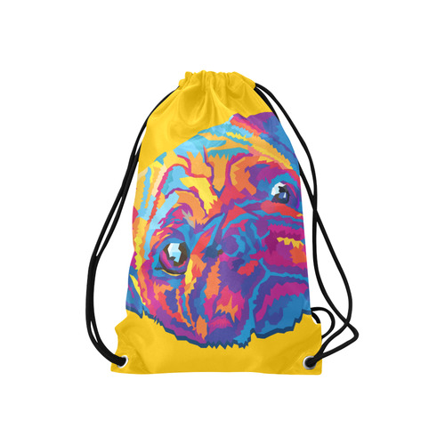 pop art pug Small Drawstring Bag Model 1604 (Twin Sides) 11"(W) * 17.7"(H)