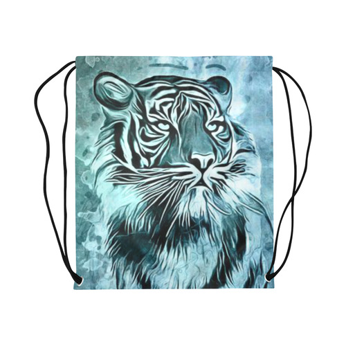 Watercolor Tiger Large Drawstring Bag Model 1604 (Twin Sides)  16.5"(W) * 19.3"(H)
