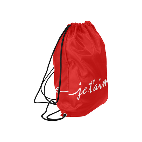 Romantic je t'aime - french love - white Large Drawstring Bag Model 1604 (Twin Sides)  16.5"(W) * 19.3"(H)