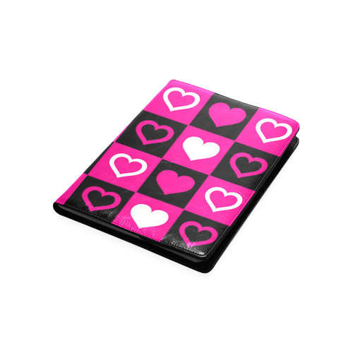 Pink White Black Heart Squares Custom NoteBook B5