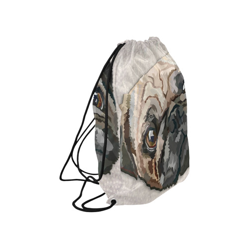 pug love Large Drawstring Bag Model 1604 (Twin Sides)  16.5"(W) * 19.3"(H)