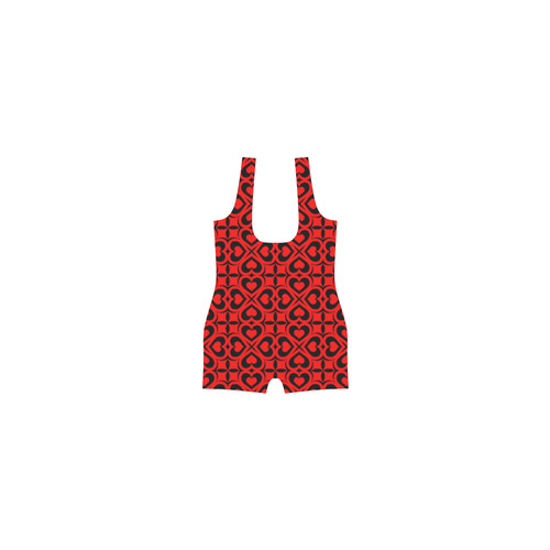 Red Black Heart Lattice Classic One Piece Swimwear (Model S03)