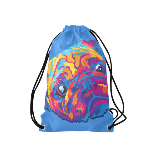 pop art pug Small Drawstring Bag Model 1604 (Twin Sides) 11"(W) * 17.7"(H)