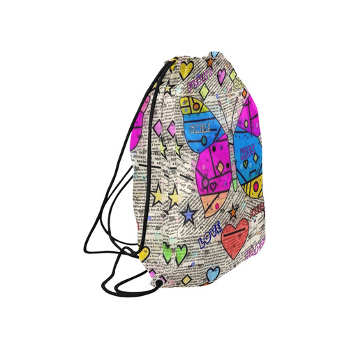 Popart News Paper by Nico Bielow Large Drawstring Bag Model 1604 (Twin Sides)  16.5"(W) * 19.3"(H)