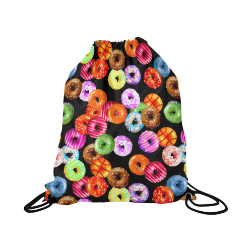 Colorful Yummy DONUTS pattern Large Drawstring Bag Model 1604 (Twin Sides)  16.5"(W) * 19.3"(H)