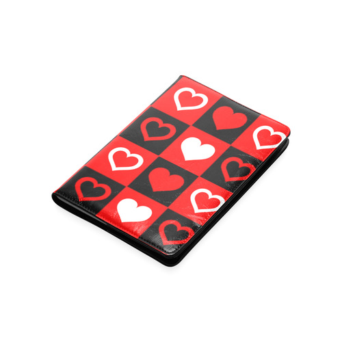 Red White Black Heart Squares Custom NoteBook A5