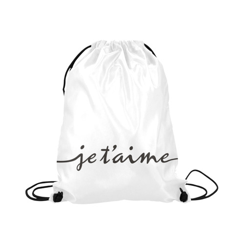 Romantic je t'aime - french love - black Large Drawstring Bag Model 1604 (Twin Sides)  16.5"(W) * 19.3"(H)