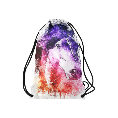 watercolor horse Small Drawstring Bag Model 1604 (Twin Sides) 11"(W) * 17.7"(H)