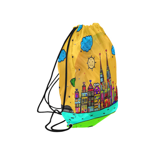 Cologne / Köln Popart by Nico Bielow Large Drawstring Bag Model 1604 (Twin Sides)  16.5"(W) * 19.3"(H)