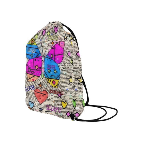 Popart News Paper by Nico Bielow Large Drawstring Bag Model 1604 (Twin Sides)  16.5"(W) * 19.3"(H)