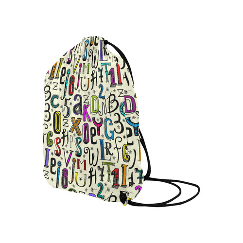 Letters Numbers Stars Typography Pattern Colored Large Drawstring Bag Model 1604 (Twin Sides)  16.5"(W) * 19.3"(H)