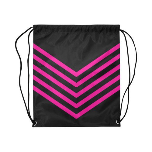 Modern Black Background Chevron Stripes Cut Large Drawstring Bag Model 1604 (Twin Sides)  16.5"(W) * 19.3"(H)