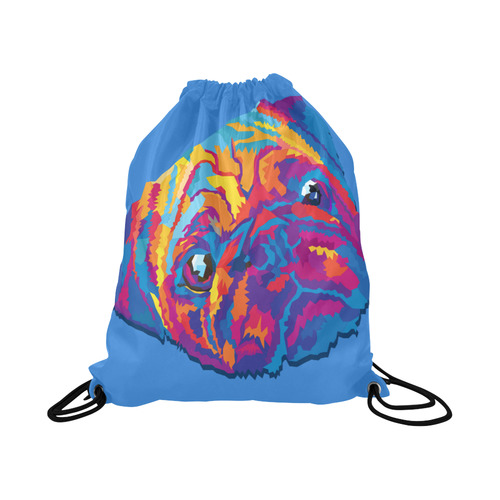 pop art pug Large Drawstring Bag Model 1604 (Twin Sides)  16.5"(W) * 19.3"(H)
