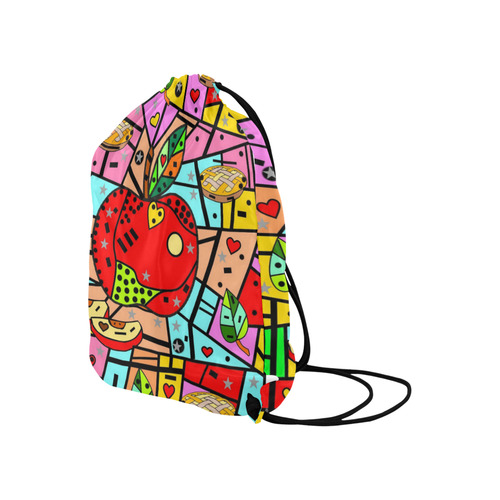 Apple Popart by Nico Bielow Large Drawstring Bag Model 1604 (Twin Sides)  16.5"(W) * 19.3"(H)