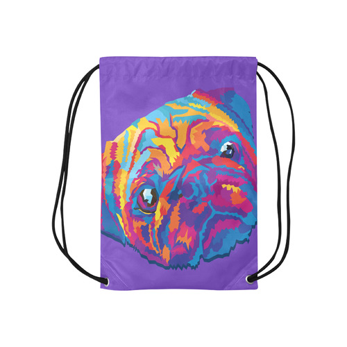 pop art pug Small Drawstring Bag Model 1604 (Twin Sides) 11"(W) * 17.7"(H)