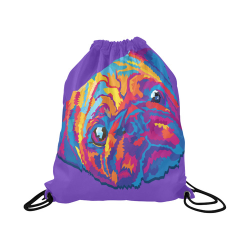 pop art pug Large Drawstring Bag Model 1604 (Twin Sides)  16.5"(W) * 19.3"(H)