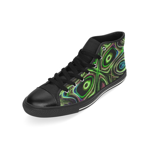 Peacock Strut III - Jera Nour High Top Canvas Women's Shoes/Large Size (Model 017)