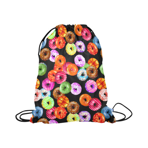 Colorful Yummy DONUTS pattern Large Drawstring Bag Model 1604 (Twin Sides)  16.5"(W) * 19.3"(H)