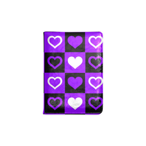 Purple White Black Heart Squares Custom NoteBook A5