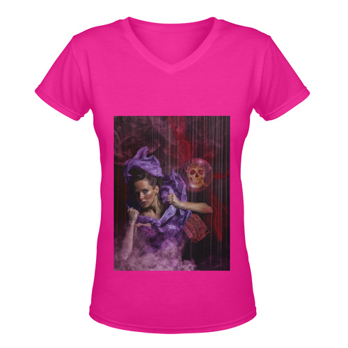 The Ritual of a Witch called a Ghost Women's Deep V-neck T-shirt (Model T19)