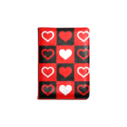 Red White Black Heart Squares Custom NoteBook A5