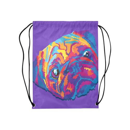 pop art pug Medium Drawstring Bag Model 1604 (Twin Sides) 13.8"(W) * 18.1"(H)