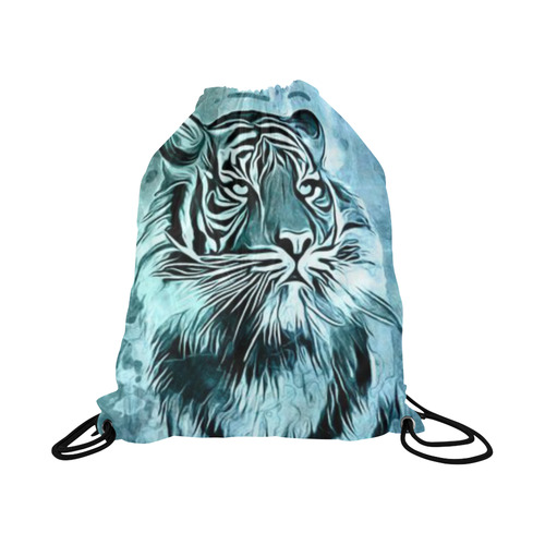 Watercolor Tiger Large Drawstring Bag Model 1604 (Twin Sides)  16.5"(W) * 19.3"(H)