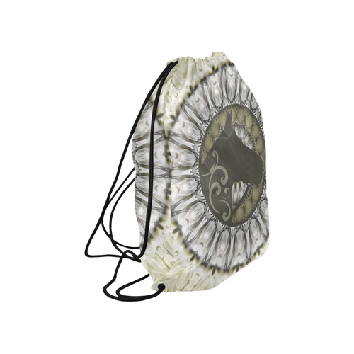 Mandala Magic Ripples HORSE HEAD SILHOUETTE Large Drawstring Bag Model 1604 (Twin Sides)  16.5"(W) * 19.3"(H)