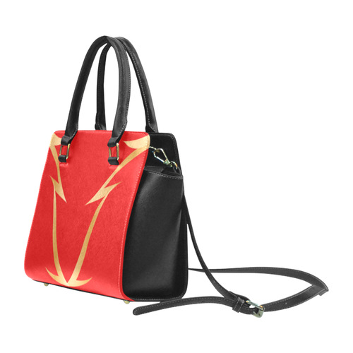 shanghai red gloosh bag with black sides Rivet Shoulder Handbag (Model 1645)