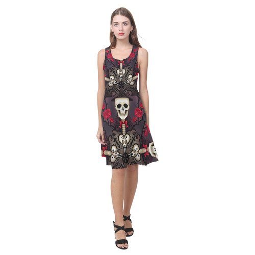 Rose Skulls Atalanta Casual Sundress(Model D04)