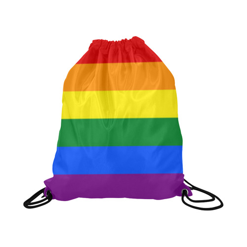 Gay Pride Rainbow Flag Stripes Large Drawstring Bag Model 1604 (Twin Sides)  16.5"(W) * 19.3"(H)