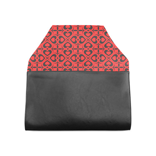 Red Black Heart Lattice Clutch Bag (Model 1630)