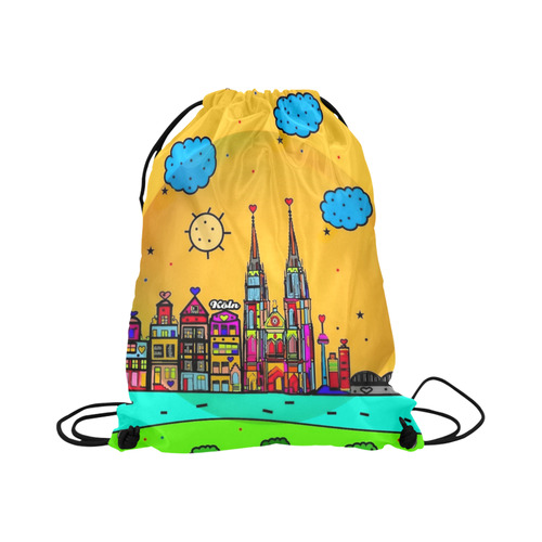 Cologne / Köln Popart by Nico Bielow Large Drawstring Bag Model 1604 (Twin Sides)  16.5"(W) * 19.3"(H)