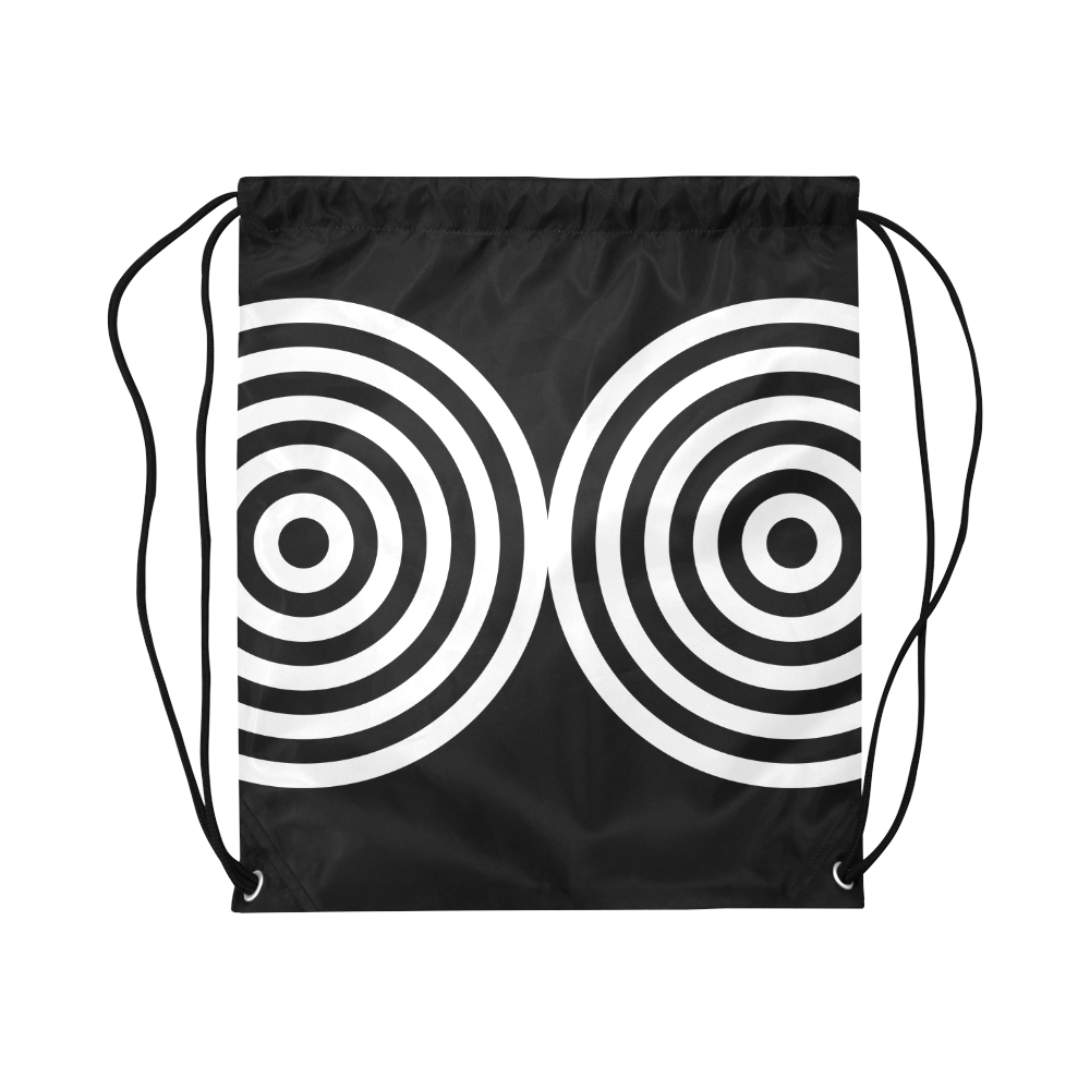 Modern Black Background 2 Targets Rings Cut Large Drawstring Bag Model