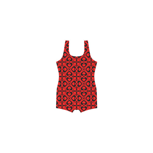 Red Black Heart Lattice Classic One Piece Swimwear (Model S03)