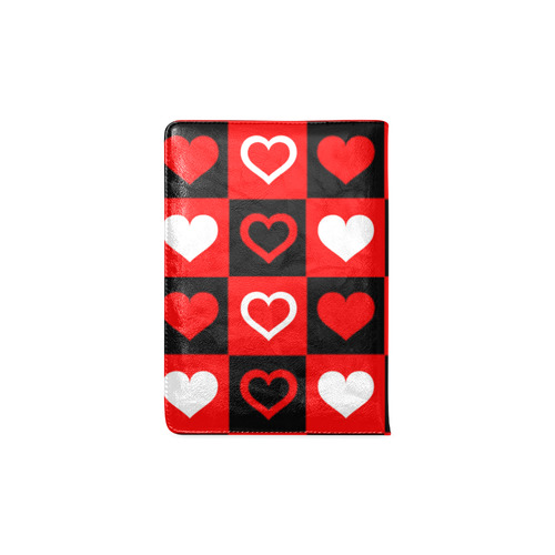 Red White Black Heart Squares Custom NoteBook A5