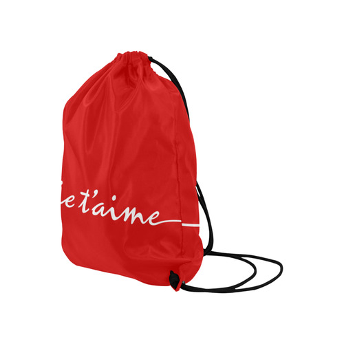 Romantic je t'aime - french love - white Large Drawstring Bag Model 1604 (Twin Sides)  16.5"(W) * 19.3"(H)