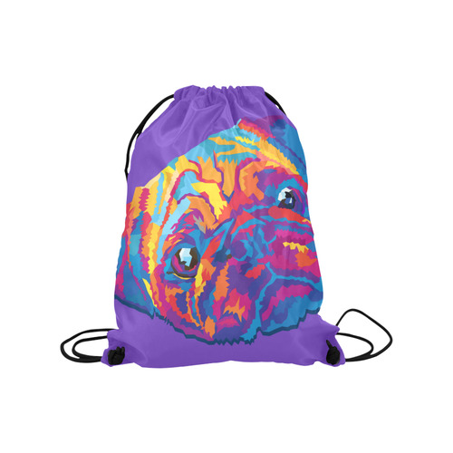 pop art pug Medium Drawstring Bag Model 1604 (Twin Sides) 13.8"(W) * 18.1"(H)