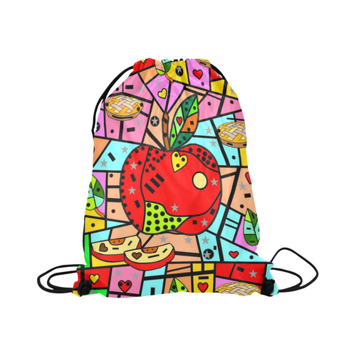 Apple Popart by Nico Bielow Large Drawstring Bag Model 1604 (Twin Sides)  16.5"(W) * 19.3"(H)