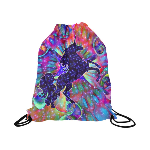 UNICORN OF THE UNIVERSE multicolored Large Drawstring Bag Model 1604 (Twin Sides)  16.5"(W) * 19.3"(H)